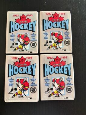 4 PACKS O-PEE-CHEE 1992/93 25th Anniversary Hockey Card Pack Wayne Gretzky RC?
